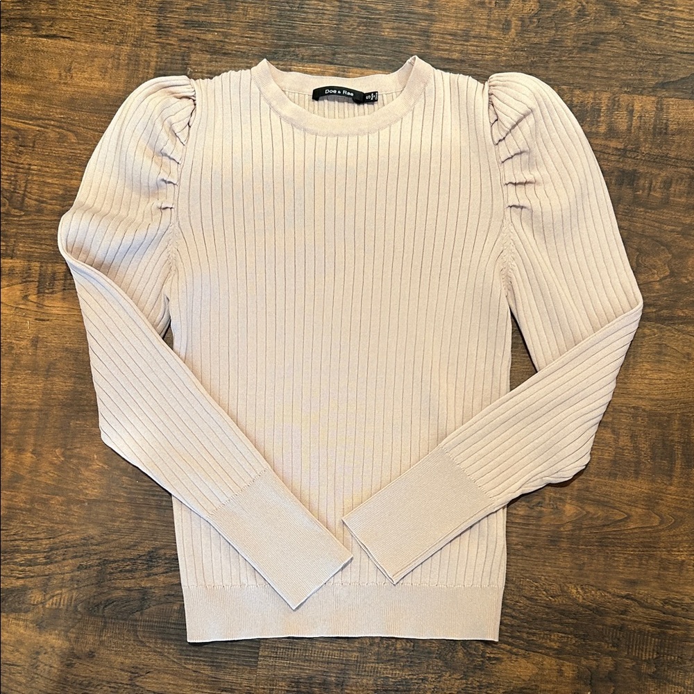 Doe & Rae Cream Ribbed Sweater